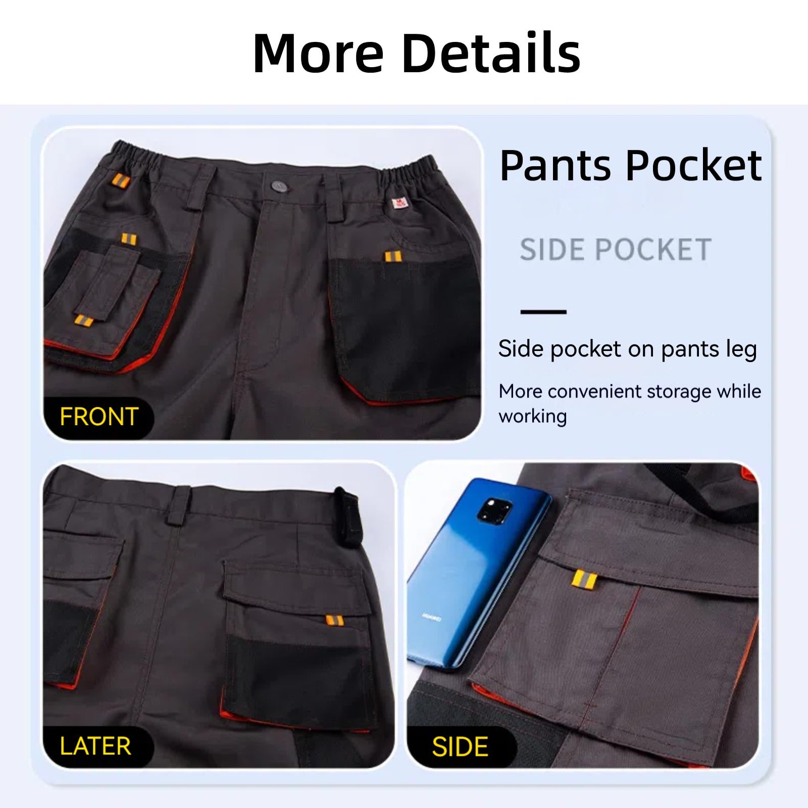 Maizoon Tuta da uomo a maniche lunghe multi tasca in poliestere divisa con cerniera pantaloni per magazzini meccanici officina uniforme lavoro grigio set