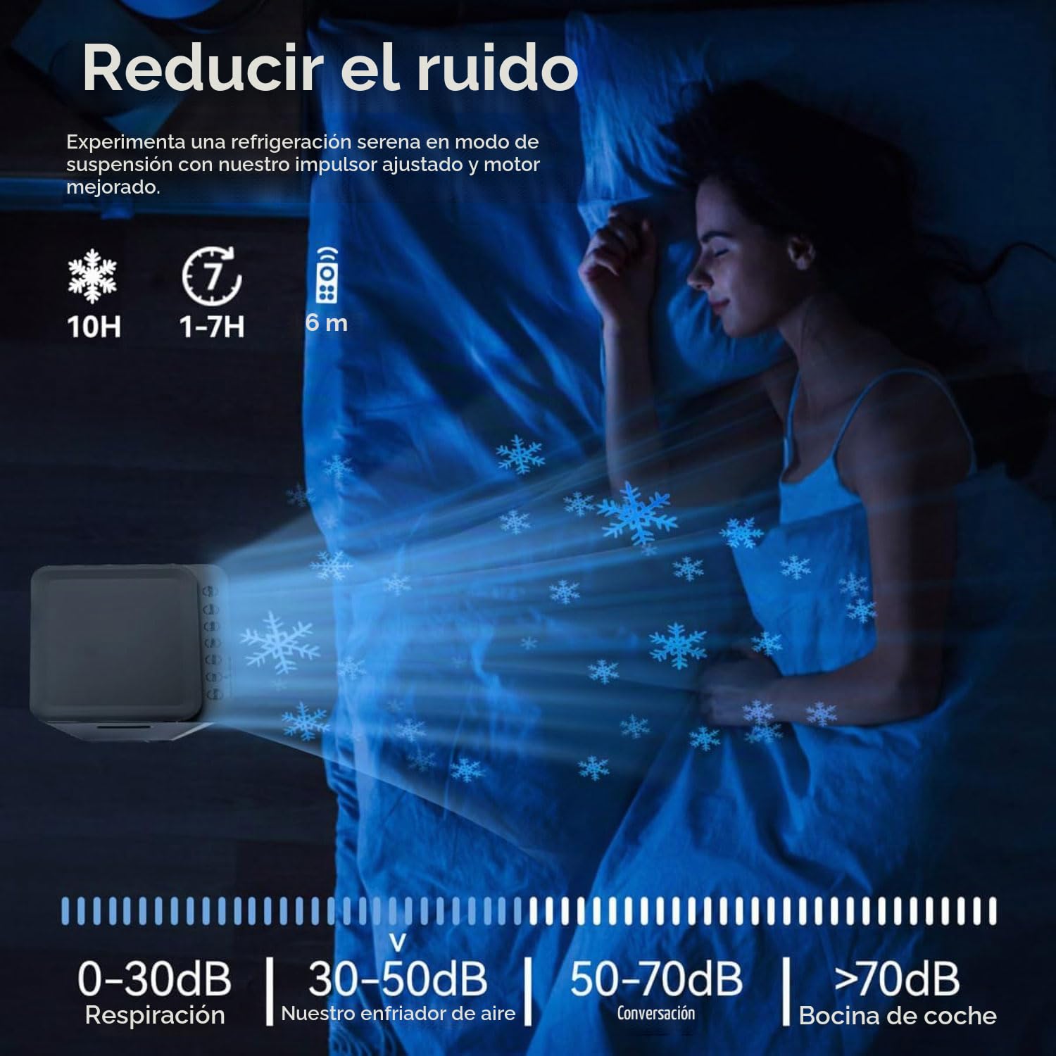 Aire Acondicionado Portatil Aire Acondicionado Móvil Silencioso Portátil Enfriador De Aire 3 En1,3 Velocidades Oscilación 60° Adecuado Ventilador de Enfriamiento para Dormitorio Oficina Camping