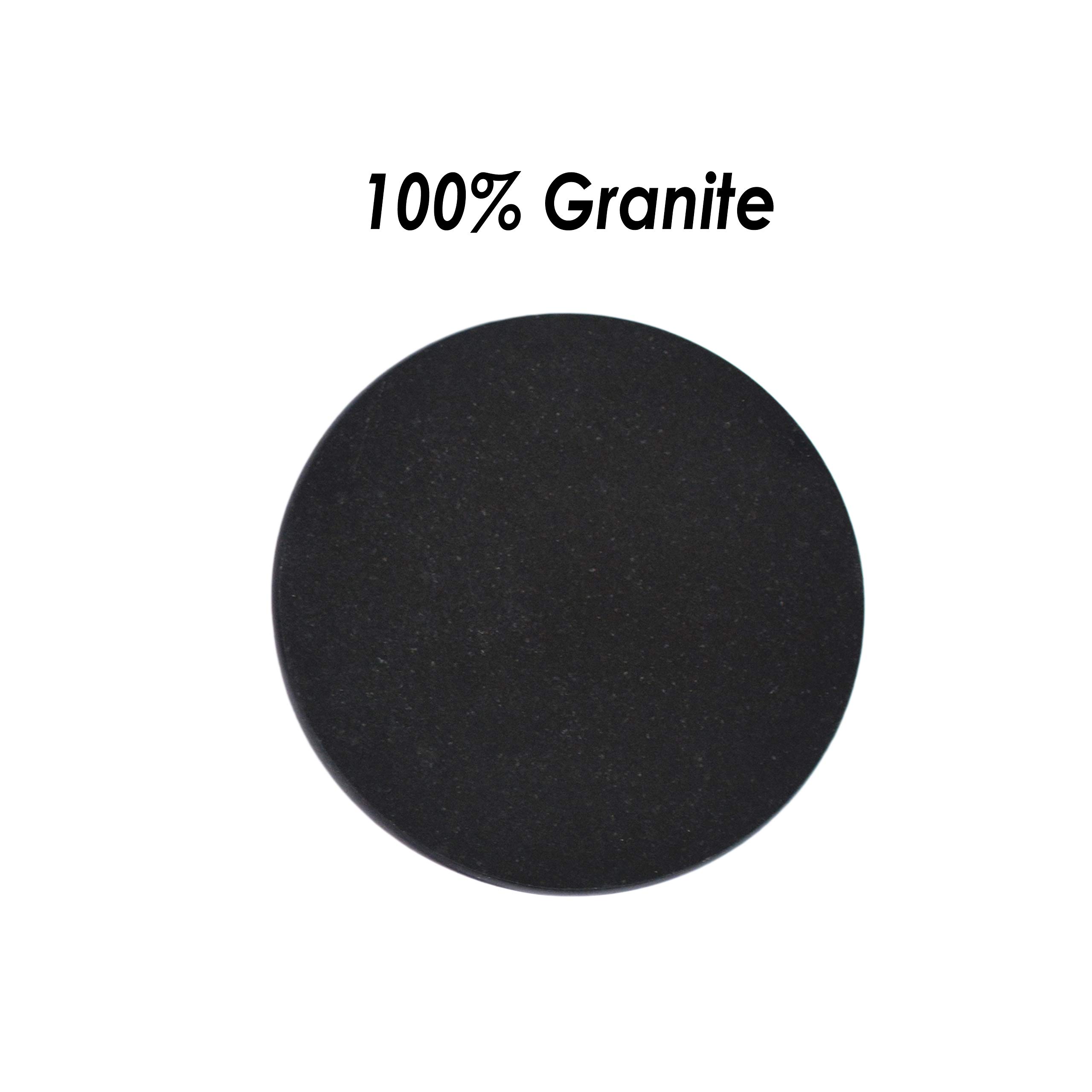 Juego de 4 Posavasos Redondos de Granito Negro Pulido con un Color Fino y Material de construcción sólido (Juego de 6)