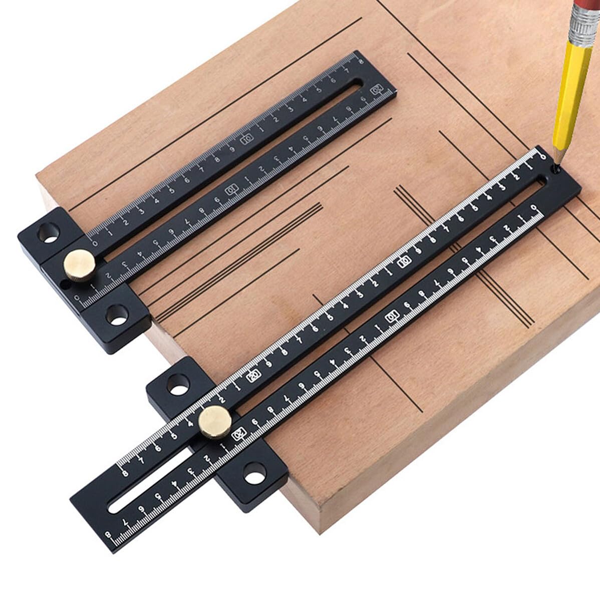 Righello T per Marcatura in Lega di Alluminio Nero Scala Chiara e Precisa, Leggero, la Lavorazione del Legno