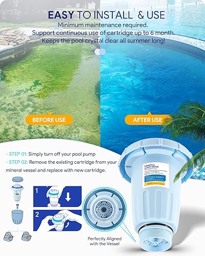 Miniatura 5 de Repuesto para cartucho mineral Nature2 Express W28175 para sistema de piscina, para piscinas enterradas y sobre el suelo de hasta 30,000 galones,