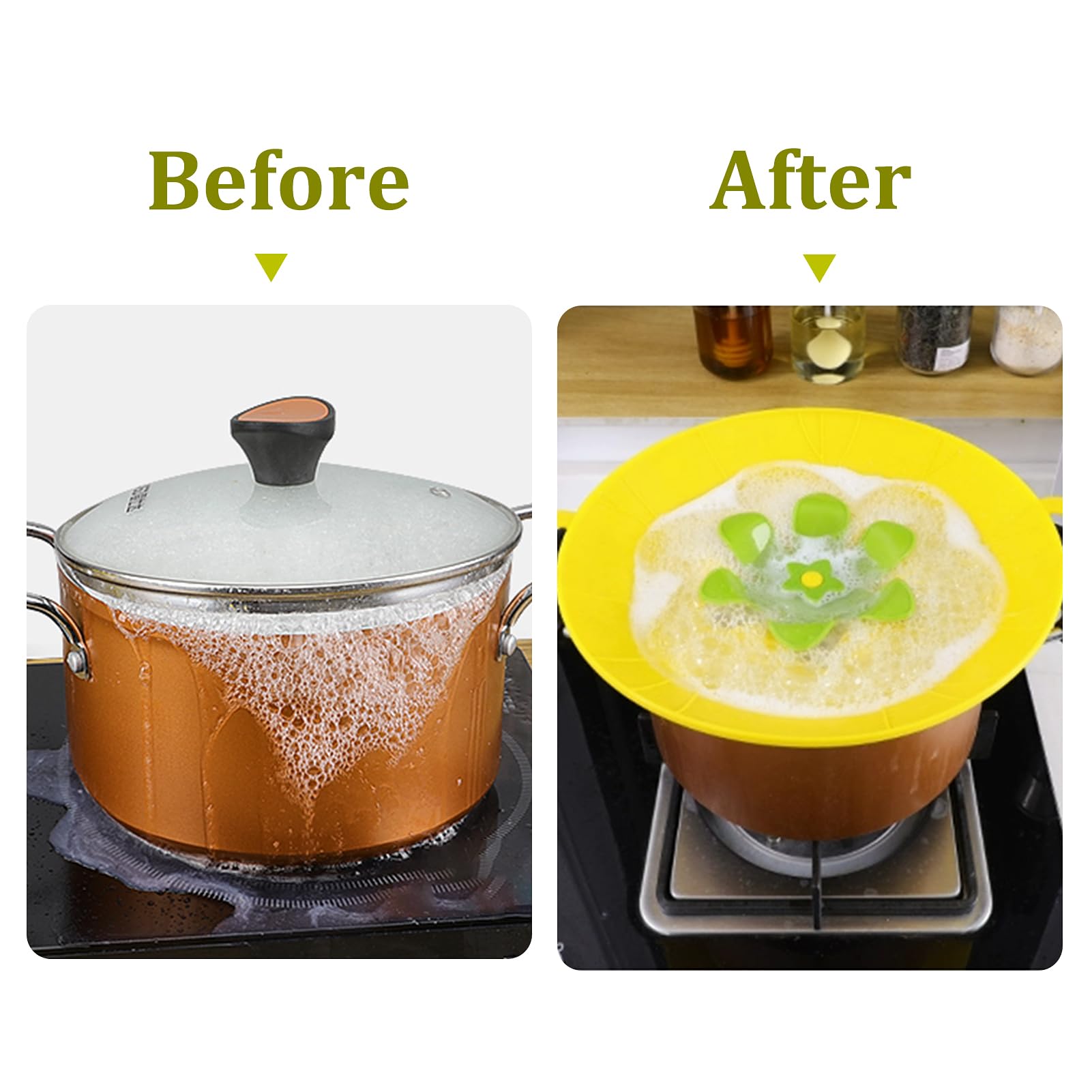 3PCS Spill Stopper Lid Cover Boil Over Safeguard Pot Cover Silicone Spill Stopper Lid Multi-Function Lid Cover for Kitchen Cooking