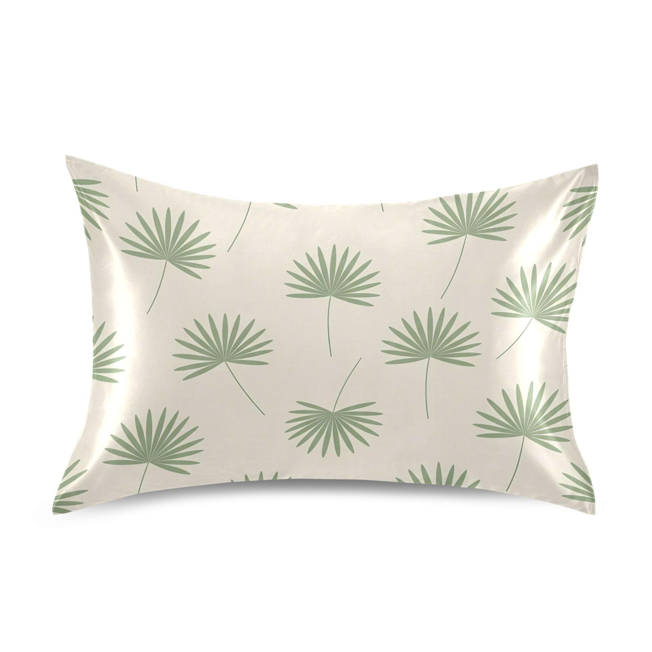 Fuauuyl Pillowcase Queen Size 20x30 in, Leaves Soft Breathable Satin Pillow Case for Hair and Skin with Envelope Closure Wrinkle-Free