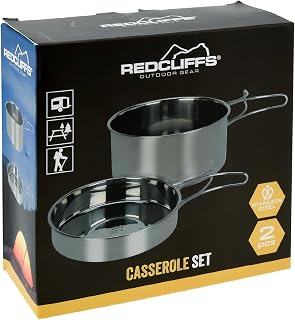 Bateria camping sarten + cacerola acero