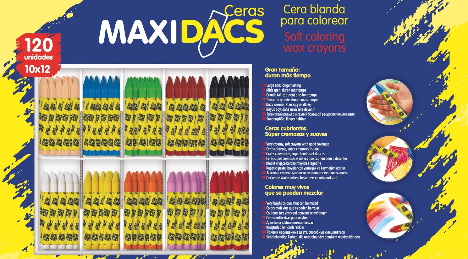 Maxidacs Alpino formato escolar 120 cera | Ceras de colores para niños