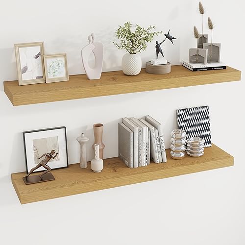 Miniatura 9 de Dreamland - Estantes flotantes de 32 pulgadas para pared, juego de 2 estantes flotantes largos de 9.3" de profundidad, estante grande de exhibición