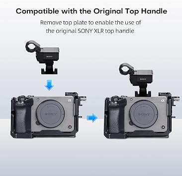 Full Camera Cage Kit with Top Handle for SIRUI Sony FX3/FX30, Compatible with Original XLR Handle, Cable Clamp for HDMI, 1/4-20 Threaded Holes, 3/8 Placement for ARRI, Cold Shoe and NATO Rail