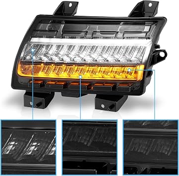 for 2018-2026 Wrangler JL & 20-26 Gladiator JT (Fits Factory Halogen) - Full LED Sequential Turn Signal & Front Fender Parking Light w/Smoked Lens (Pair)