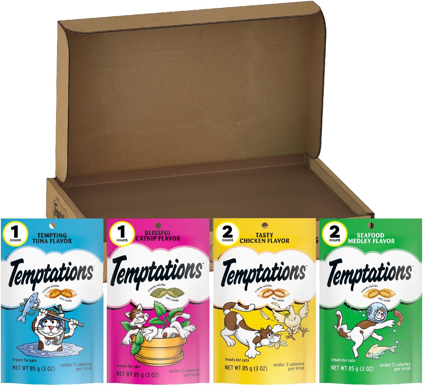Cat Treats Classic Crunchy and Soft Feline Favorites Variety Pack, 3 oz. Pouches (Pack of 6)