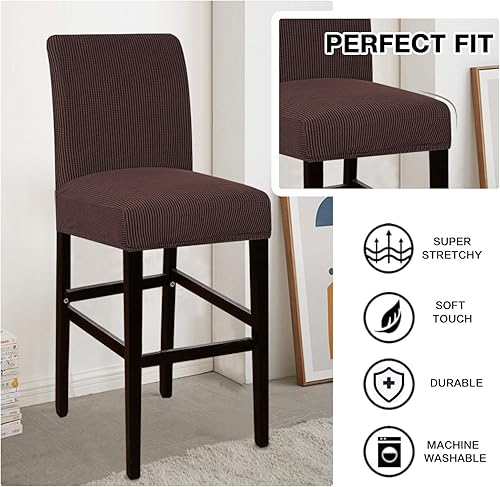 Miniatura 62 de Flamingo P Bar Stool Covers with Backs Bar Stool Seat Covers Barstool Covers Slipcovers Counter Height Bar Stool Chair Covers Removable Washable for