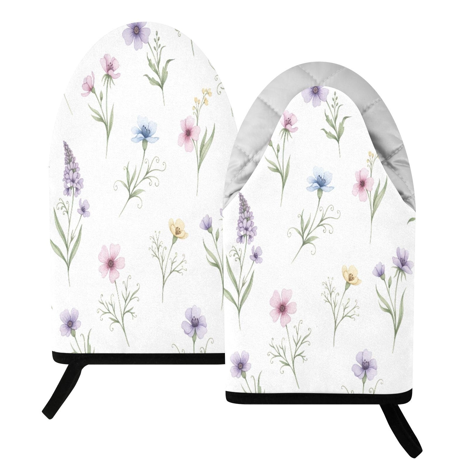 BURSTDDY Flowers Oven Mitt,Heat Resistant Kitchen Mitts for Cooking