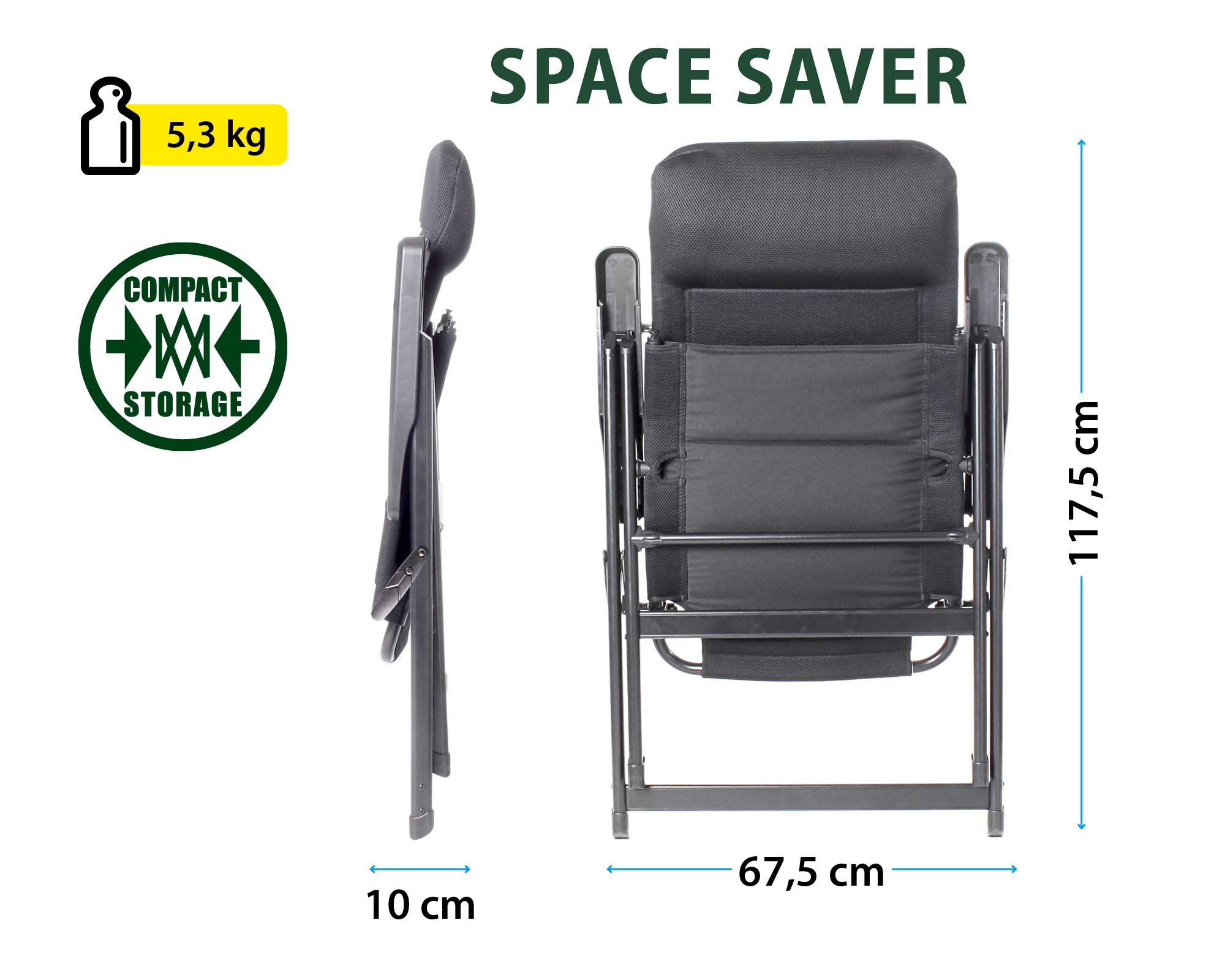 Brunner Aravel 3D Ergonomiczne krzesło kempingowe, L, Czarny