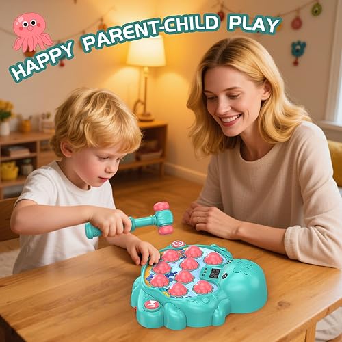 Miniatura 7 de Juego Octopus Vitality Strike, Juguete Musical Educativo Whack-A-Mole con 2 Modos de Juego, Pantalla de Puntuación Digital, Juguete de Aprendizaje