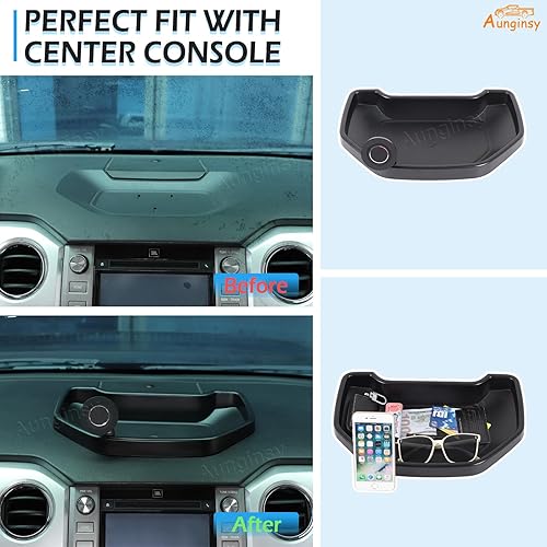 Vista 11 de Aunginsy Caja de almacenamiento para tablero de automóvil, bandeja organizadora para Toyota Tundra 2007-2021, bandeja de almacenamiento para consola
