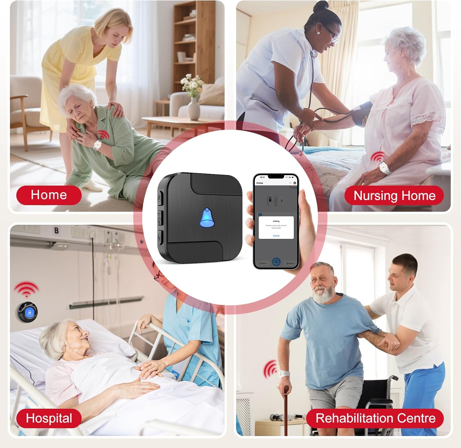 CallToU Wi-Fi Wireless Caregiver Pager Call Button for Elderly at Home, APP Emergency Alert Fall Help System for Seniors, Patients/Disabled Monitoring at Home - Image 8