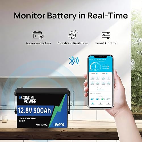 Batterie Lifepo4 300Ah 12V, EconomiPower 3840Wh batterie lithium BMS 200A, Max 15000 temps de cycle et 10 ans de durée de vie, idéal pour solaire, camping-car, d'électricité, off-grid - 3