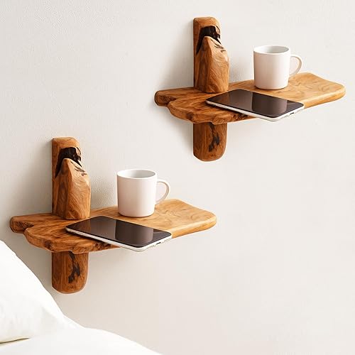 Live Edge Wall Mounted Beside Shelf – 16" Set of