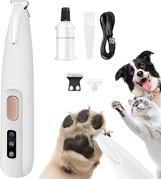 Ntrjtrss Dog Paw Trimmer, 18 mm Widen Blade Electric Pet Clippers, 35 dB Low Noise, Waterproof, Rechargeable, Dog Clippers for Groomming for Paws, Ears, Face, Rump-and Eyes