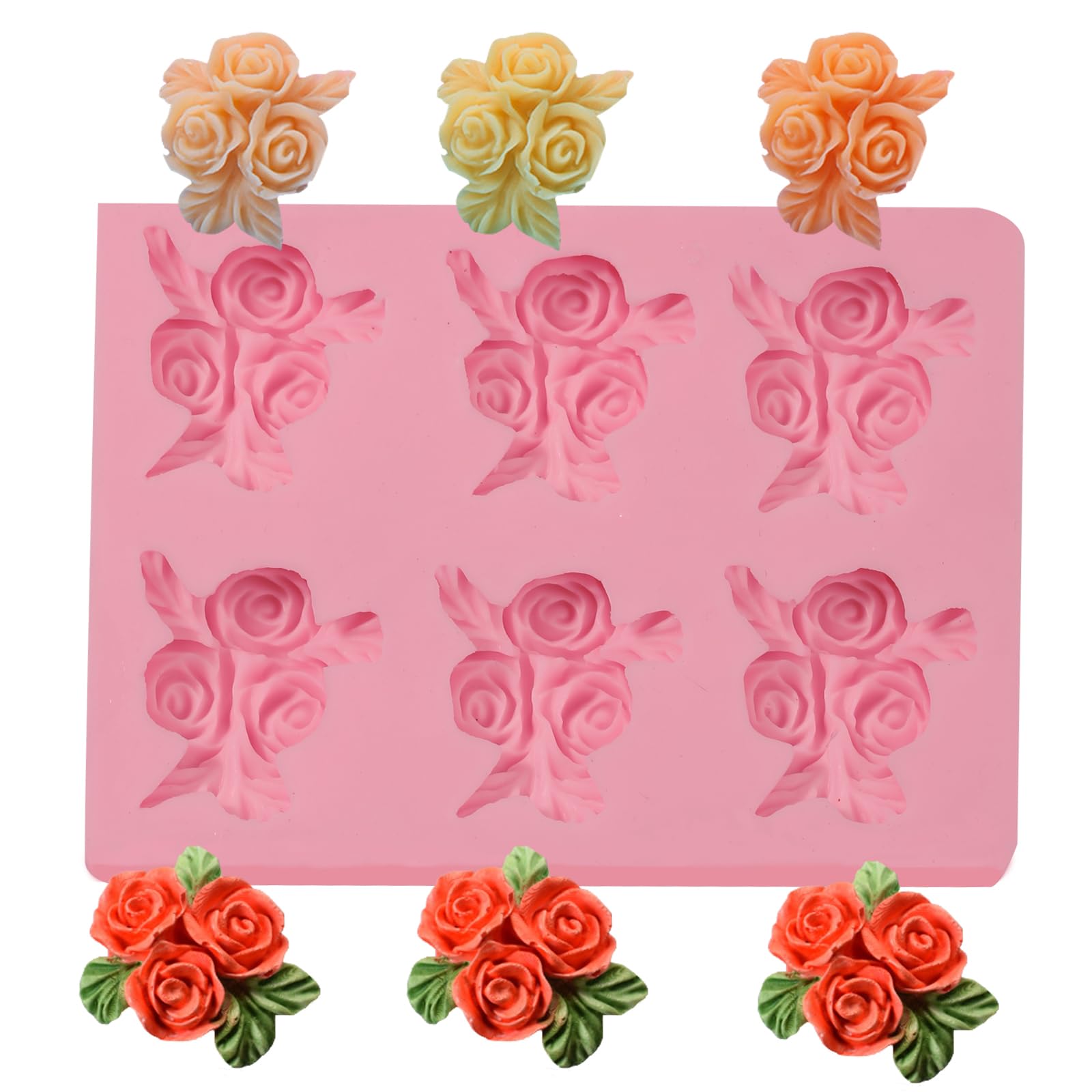 Molde de silicona con 6 cavidades para decoración de pasteles, para bodas, día de San Valentín, fiesta de cumpleaños, aniversario, cupcakes, chocolate, galletas, gelatina, pasta de flores, jabón