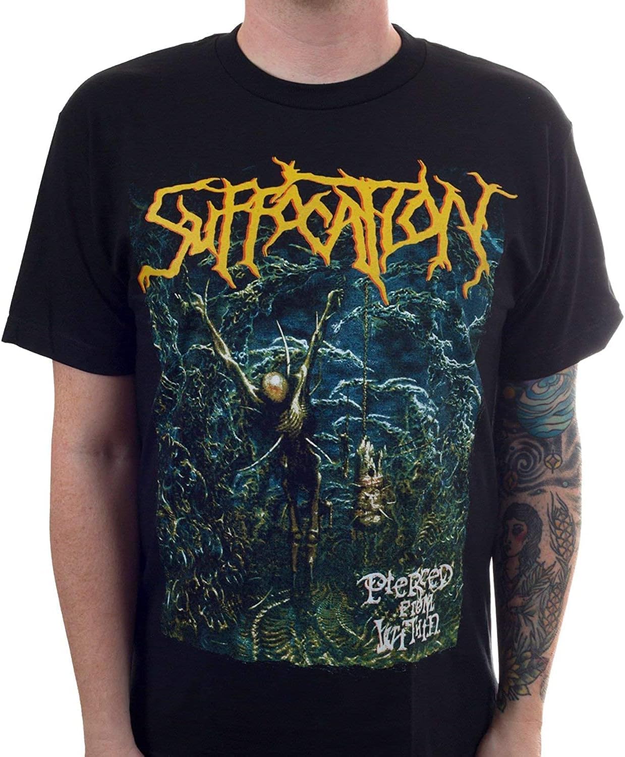Sukanosi Men's Black Suffocation Pierced From Within T Shirt