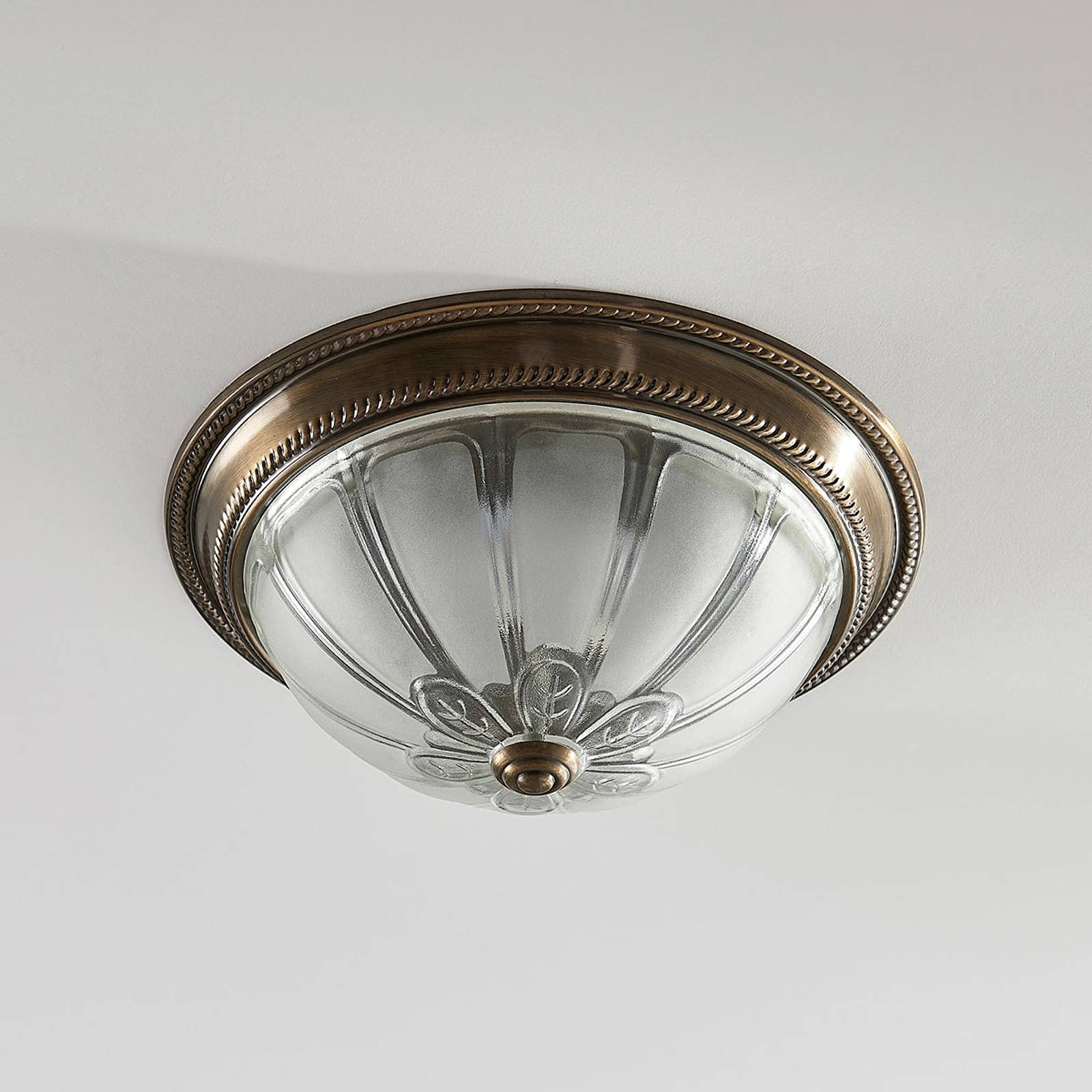 Lindby lampa sufitowa LED 'Henja' z mo¿liwo¶ci± ¶ciemniania, stylantyczny, m. in. do salonu, jadalni, kolor br±zowy, mosiê¿ny, szk³o