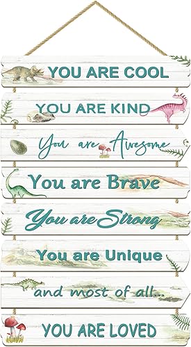 Paquesta Decoración de habitación de niños, decoración de habitación de dinosaurio para dormitorio de niños, arte de pared inspirador para