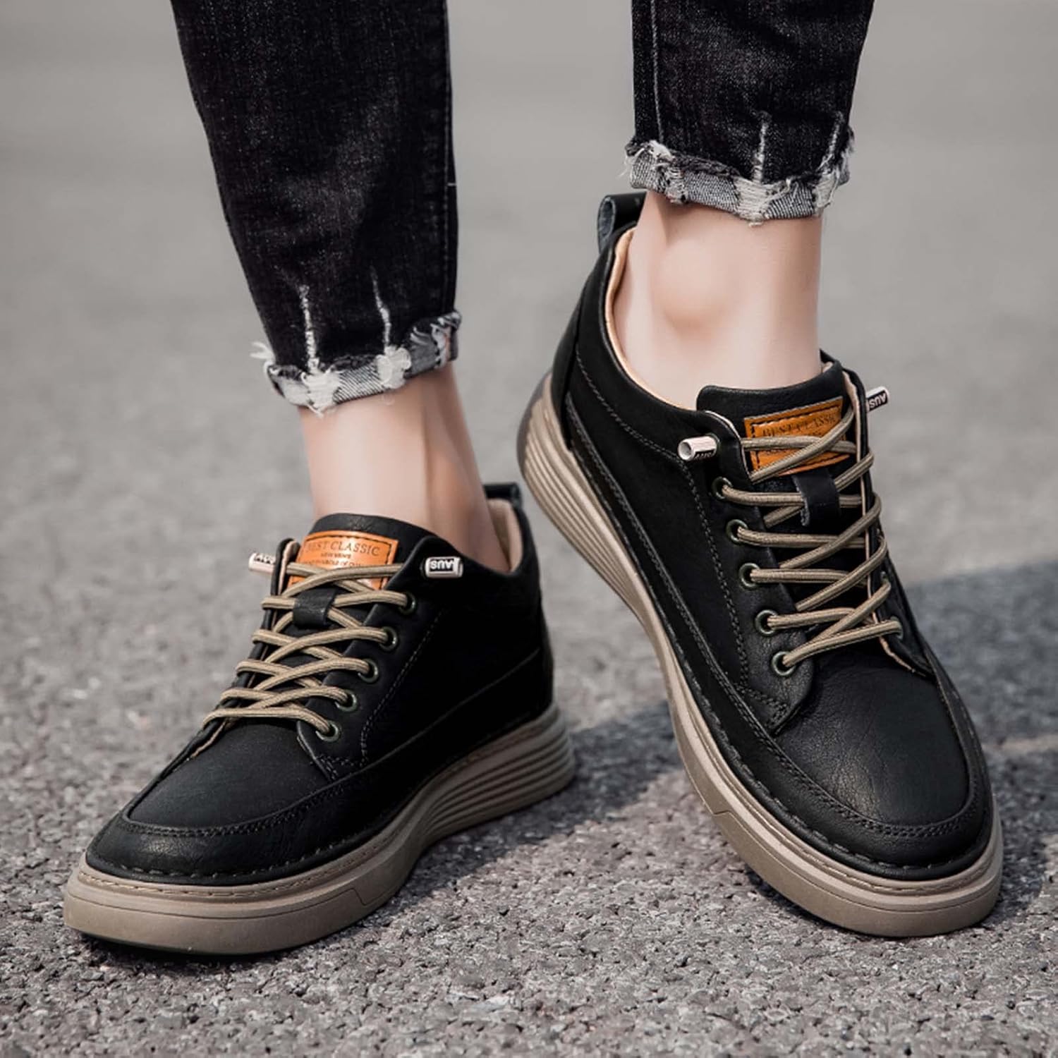 CERYTHRINA Elevator Shoes for Men - Height Increasing Sneakers, 2.5 Inches Taller, Leather Casual Shoes with Height Increase Insoles - Image 6