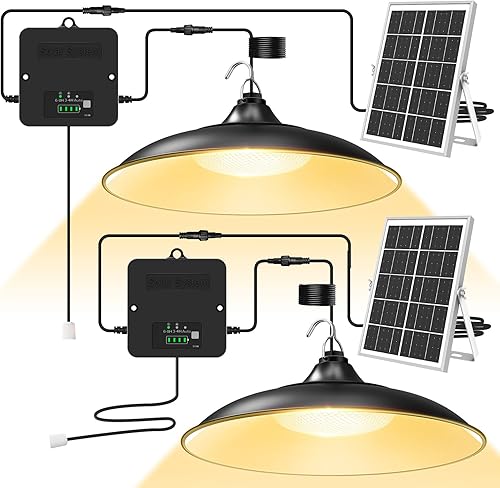 Miniatura 8 de Luz Solar de Cobertizo para Interiores y Exteriores, Luz Colgante de 2000LM Disponible Durante el Día con Tira de Arrastre, de Anochecer a Amanecer,
