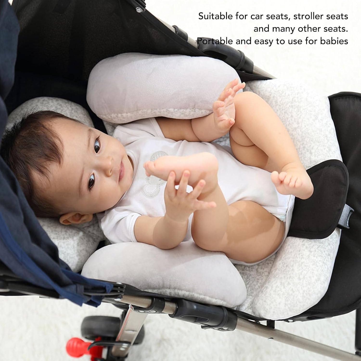 Baby Seat Pad Liner Baby Stroller Liner Infant Car Seat Insert Soft and Breathable Double Sided Protection Pram Head and Body Support Pillow (Grey)