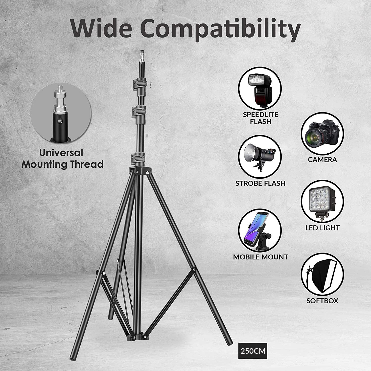 Hanumex 9FT Heavy-Duty Portable Light Stand – Adjustable Tripod for Ring Light, Softbox, Reflector, Flash, Diffuser & Studio Lighting – Perfect for Indoor/Outdoor Photography & Video Shoots 3