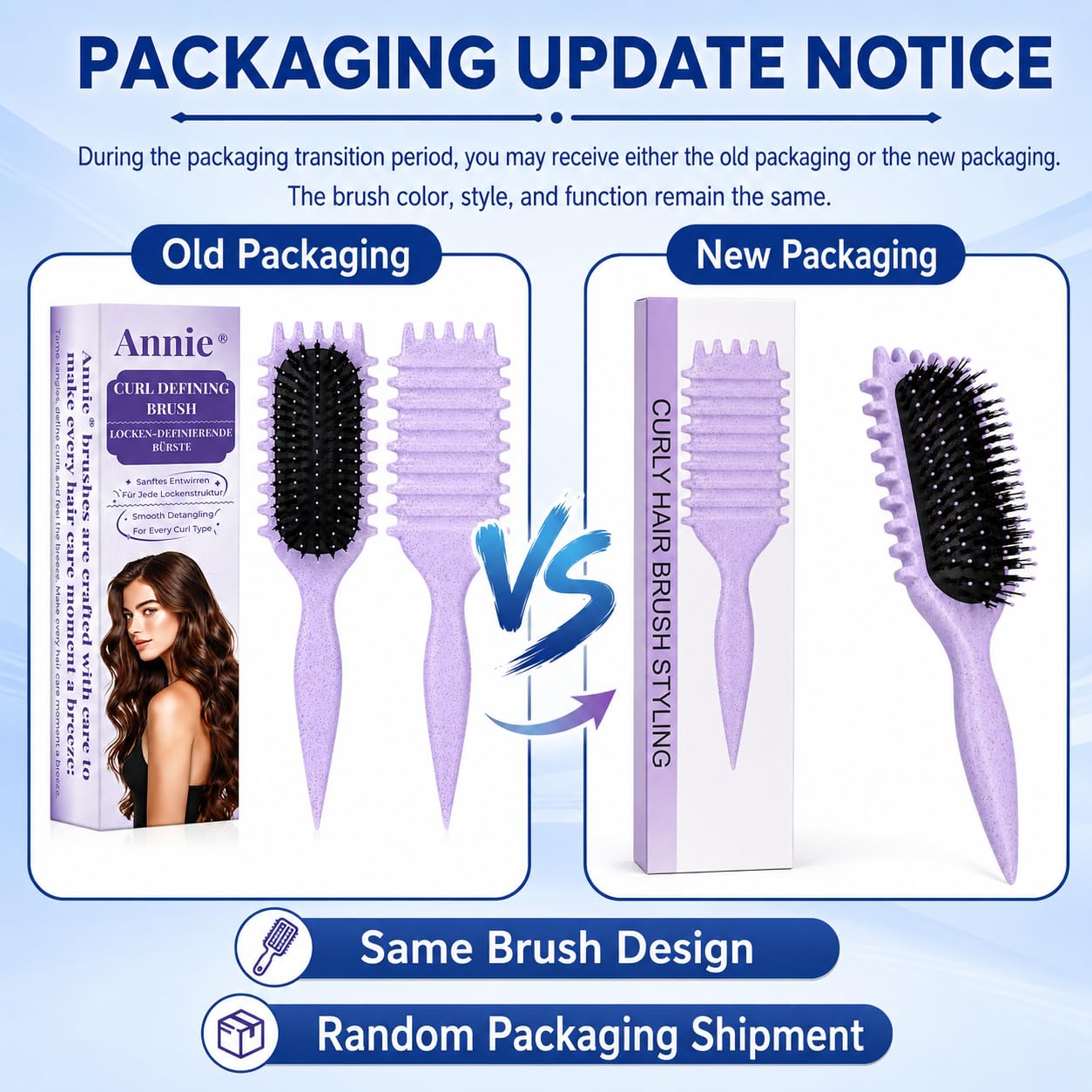 Peine pelo rizado definidos, cepillo antiestático para peinados con diseño de ventilación para cabello húmedo y seco, ideal para cabello rizado y para el cuidado del volumen (Morado)