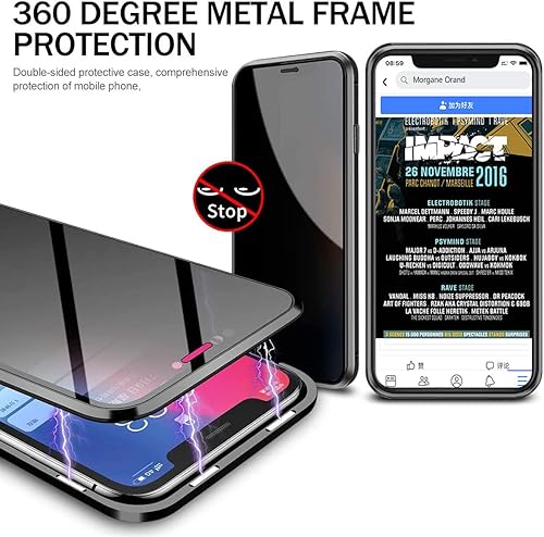 Miniatura 7 de ESTPEAK - Funda magnética de privacidad compatible con iPhone 12 Pro y 12, protector de pantalla magnético de doble cara y antiespía, funda