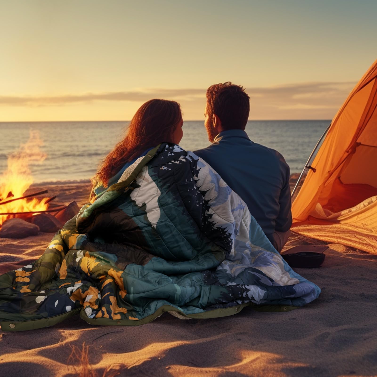 Manta Camper Manta de Camping Plegable, para Fiesta Al Aire Libre, Playa, Picnic, Camping, Viaje, Parque, Jardín, MontañA, ExcursióN Familiar 78" X 56"