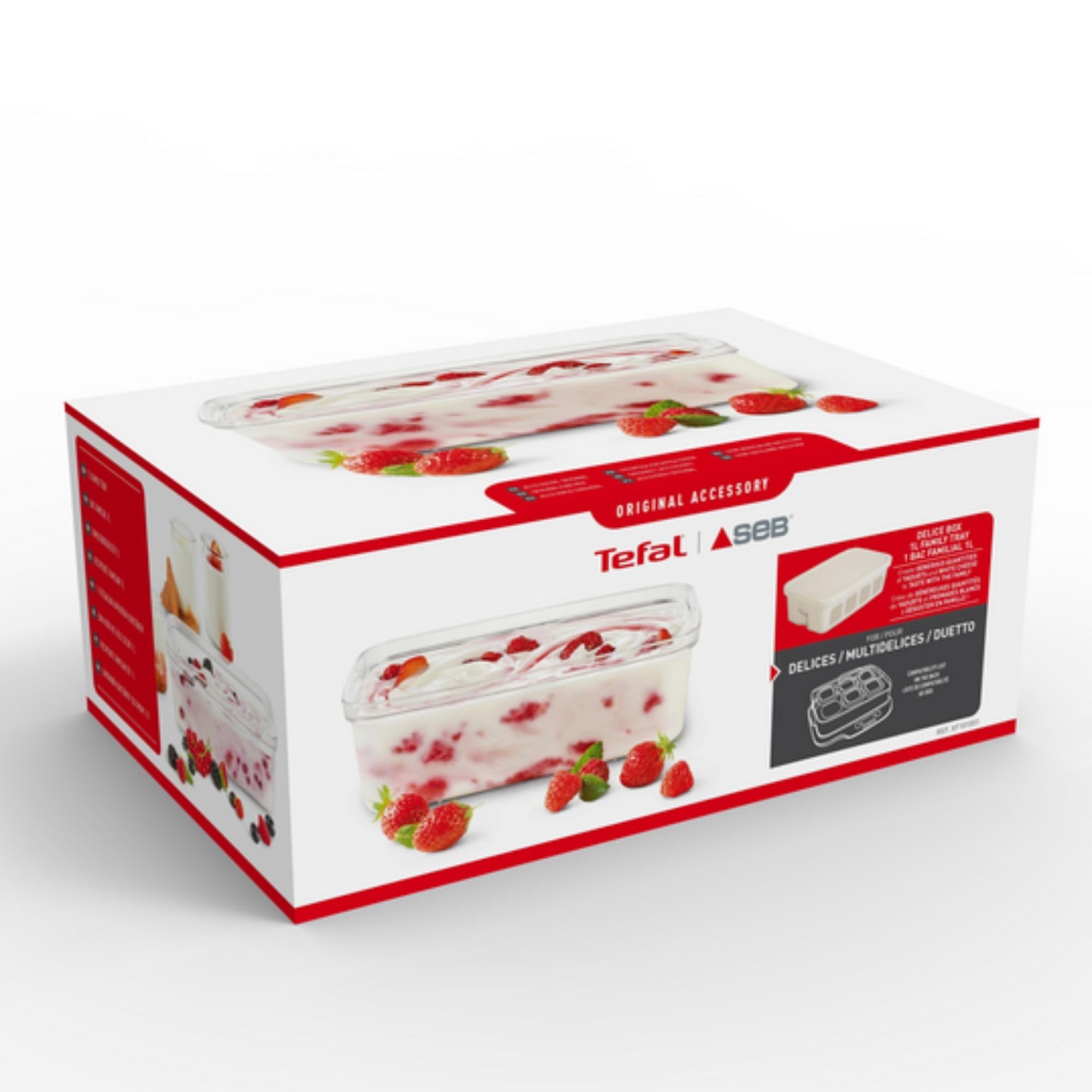 Tefal Multidelices - Accesorio yogurtera, 1 tarro de plástico de 1 litro, 1 escurridor grande, libro de recetas, dimensiones 15.20 x 9.80 cm