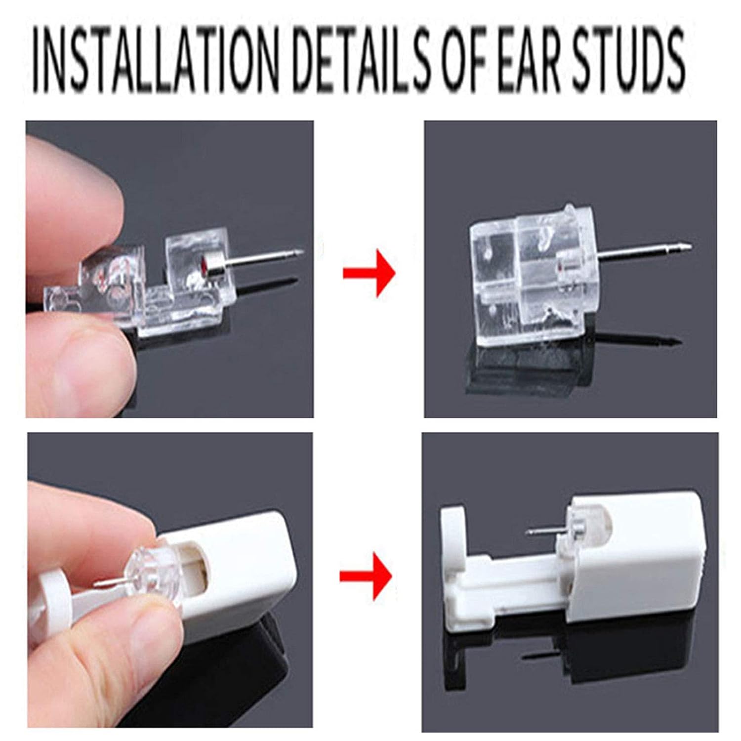 2 Pack Nose Stud Piercing Kit Unit Safety Disposable Nose Piercing Gun with Nose Stud for Cartilage Helix Piercing Gun Piercing Jewelry (White)