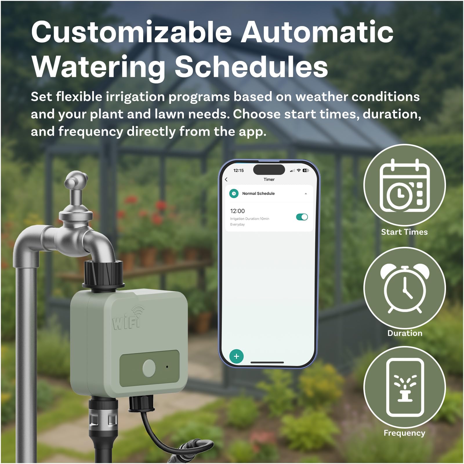 Smart WiFi Sprinkler Timer by MMOBIEL, Solar & USB Powered Watering Controller, Irrigation System, 30m Wireless Range - Image 4