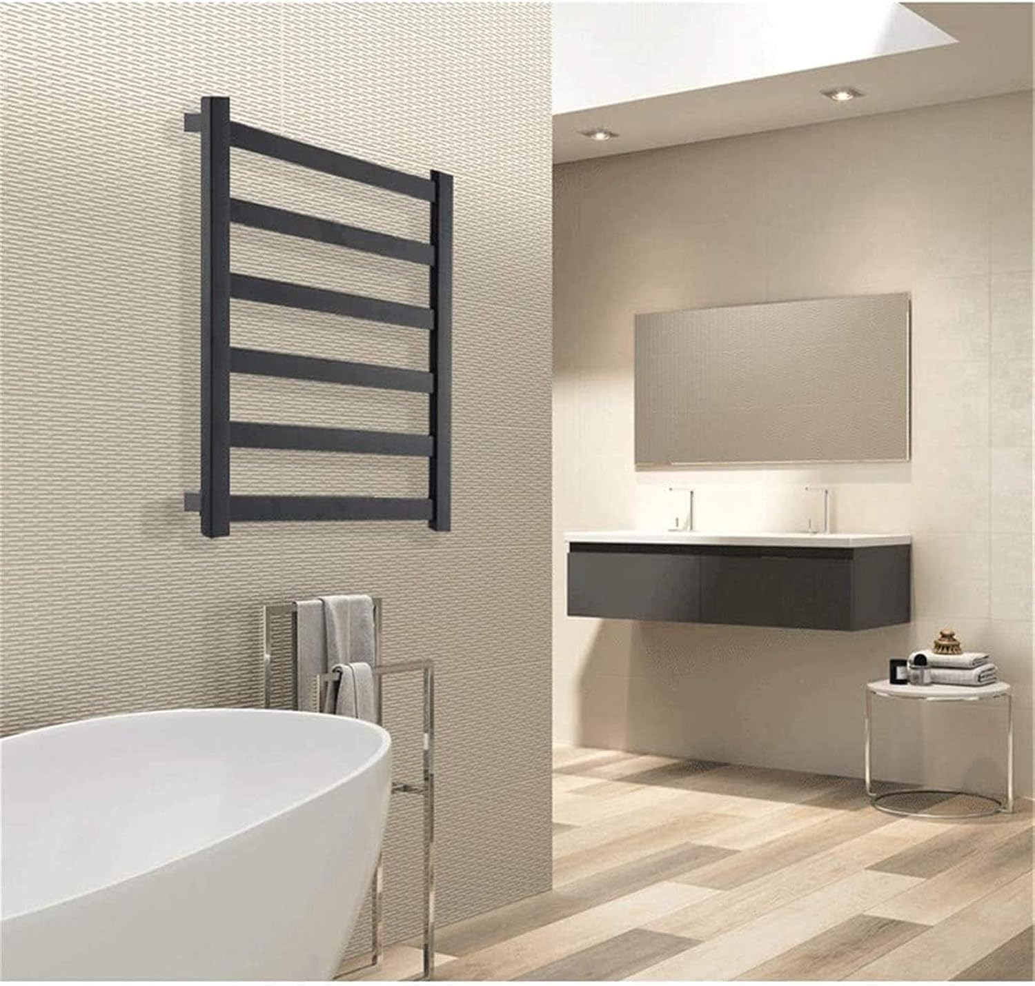 Heated Towel Rail Rails Black Towel Warmer, Electric Towel Rack, Wall Mounted Electric Towel Warmer, Keep Your Bathroom Towels and Clothes Dry