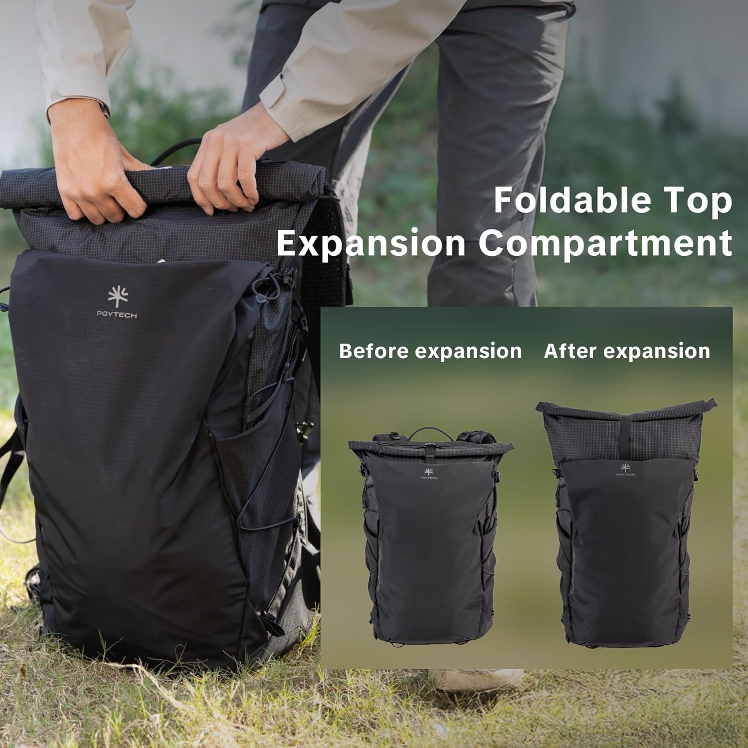 PGYTECH OnePro Ultralight Camera Backpack, Expandable Camera Bag 30L for Photographers, Outdoor Travel Bag with Dividers and 16" Laptop Sleeve, Compatible with DSLR/Drones/Mirrorless(Misty Green) - Image 4