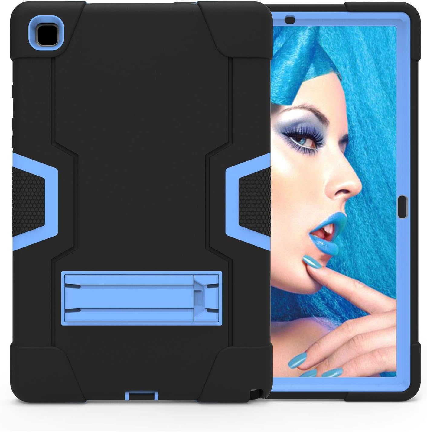Cantis Case for Samsung Galaxy Tab A7 10.4 Inch 2020 (SM-T500/T505/T507), Slim Heavy Duty Shockproof Rugged High Impact Protective Case with Built-in Stand for Galaxy Tab A7 10.4 Inch, Black+Blue