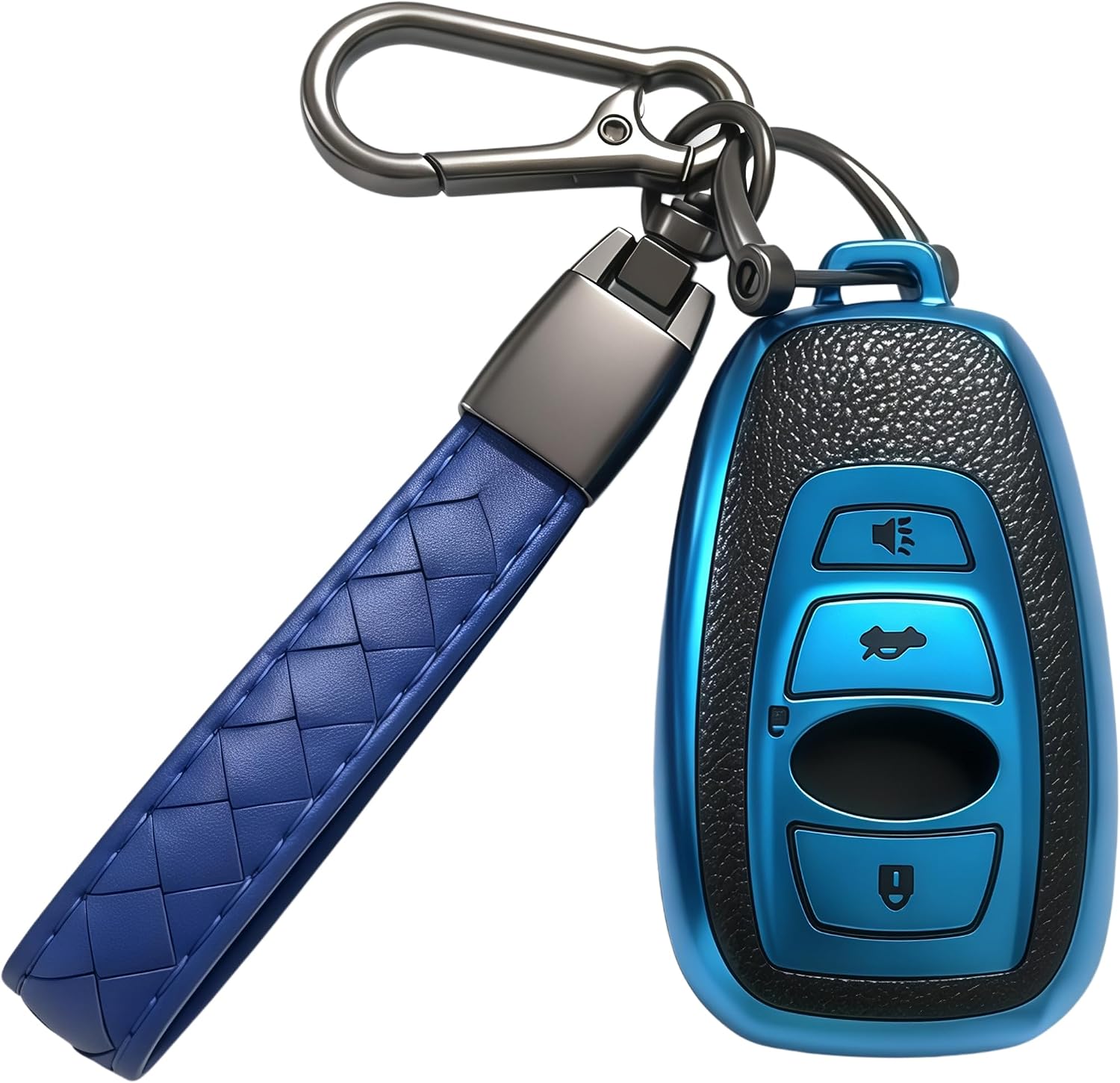 for Subaru Key fob Cover TPU with Keychain Key Fob Case Holder 360 Degree Protection for Subaru Crosstrek Forester Outback Ascent Impreza Legacy BRZ WRX Sti 4 Buttons Smart Key,C Blue