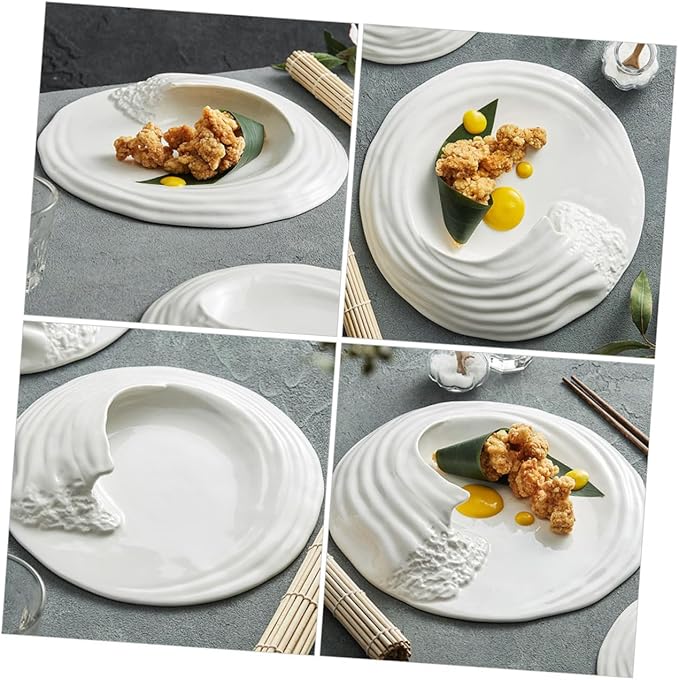 Plato Cerámico Blanco Moderno 24 cm para Servir miniatura 7