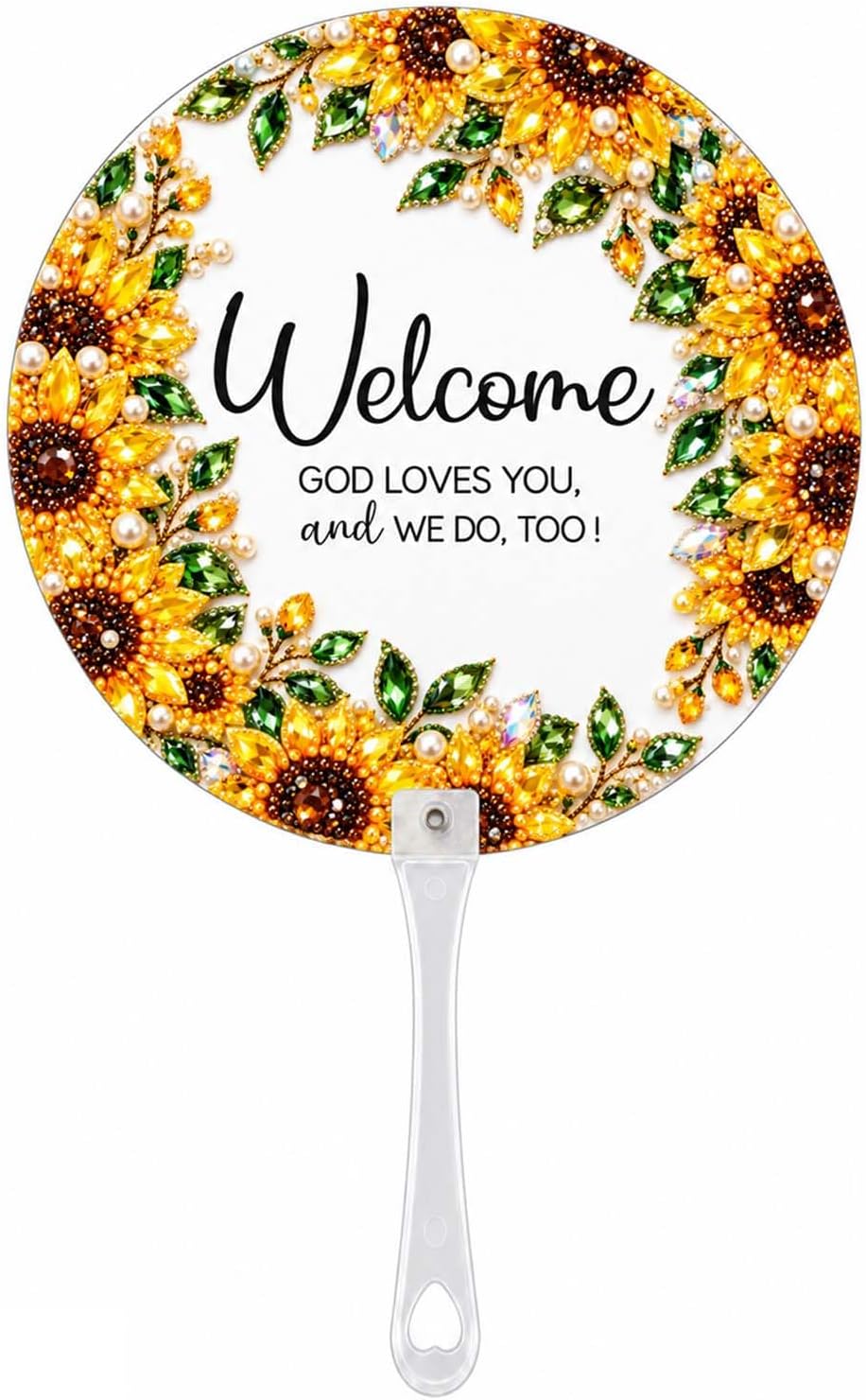 Christian DIY Diamond Art Hand Fan Set for Adults, 8 Pcs Pearl Rhinestone Religious Craft Fans, Church Group Activity Kit for Bible Study, Women’s Ministry and Faith Gifts, Sunflower image 5