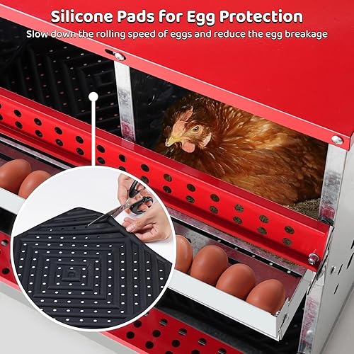 Miniatura 5 de CATTIEHONEY Cajas anidables de 6 agujeros para pollos, caja nido de pollo enrollable para gallinas, caja anidadora de pato con tapas para poner