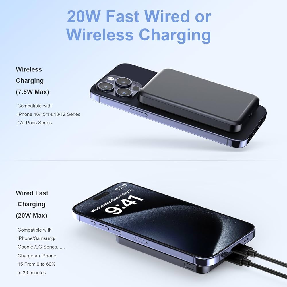 Amazon.com: Magnetic Power Bank 5000mAh, Magnetic Portable