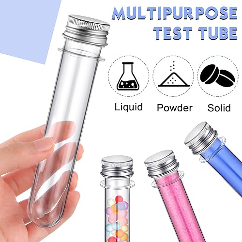 Miniatura 3 de 120 tubos de ensayo de plástico PET transparente de 15fl oz tubos de sal de baño transparentes tapa de aluminio cilíndrico viales de plástico para