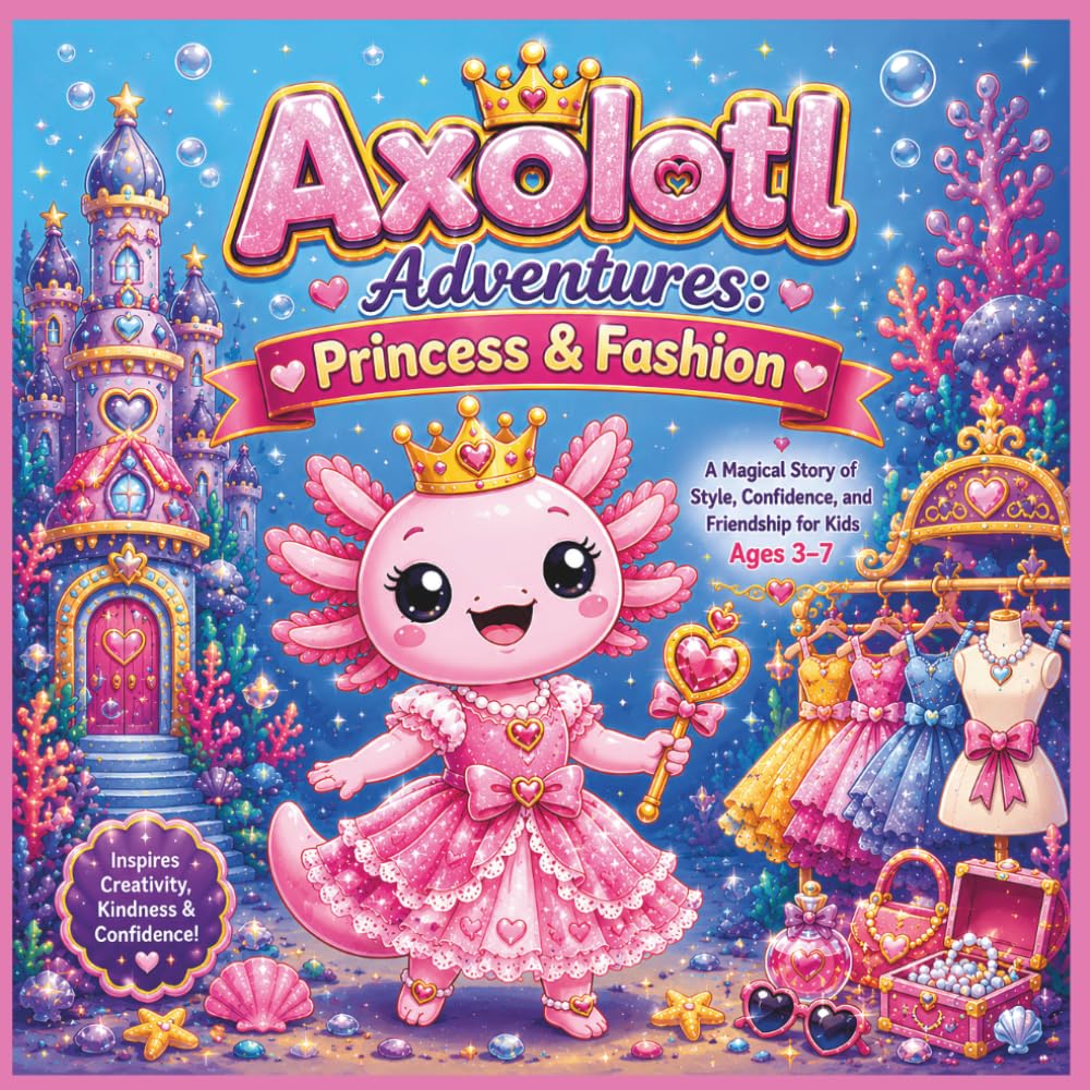 Axolotl Adventures: Princess & Fashion: A Magical Story of Style, Confidence, and Friendship for Kids Ages 3–7| Axolotl Storybook| Princess Storybook| Girls Storybook| Bedtime Story| Friendship Book