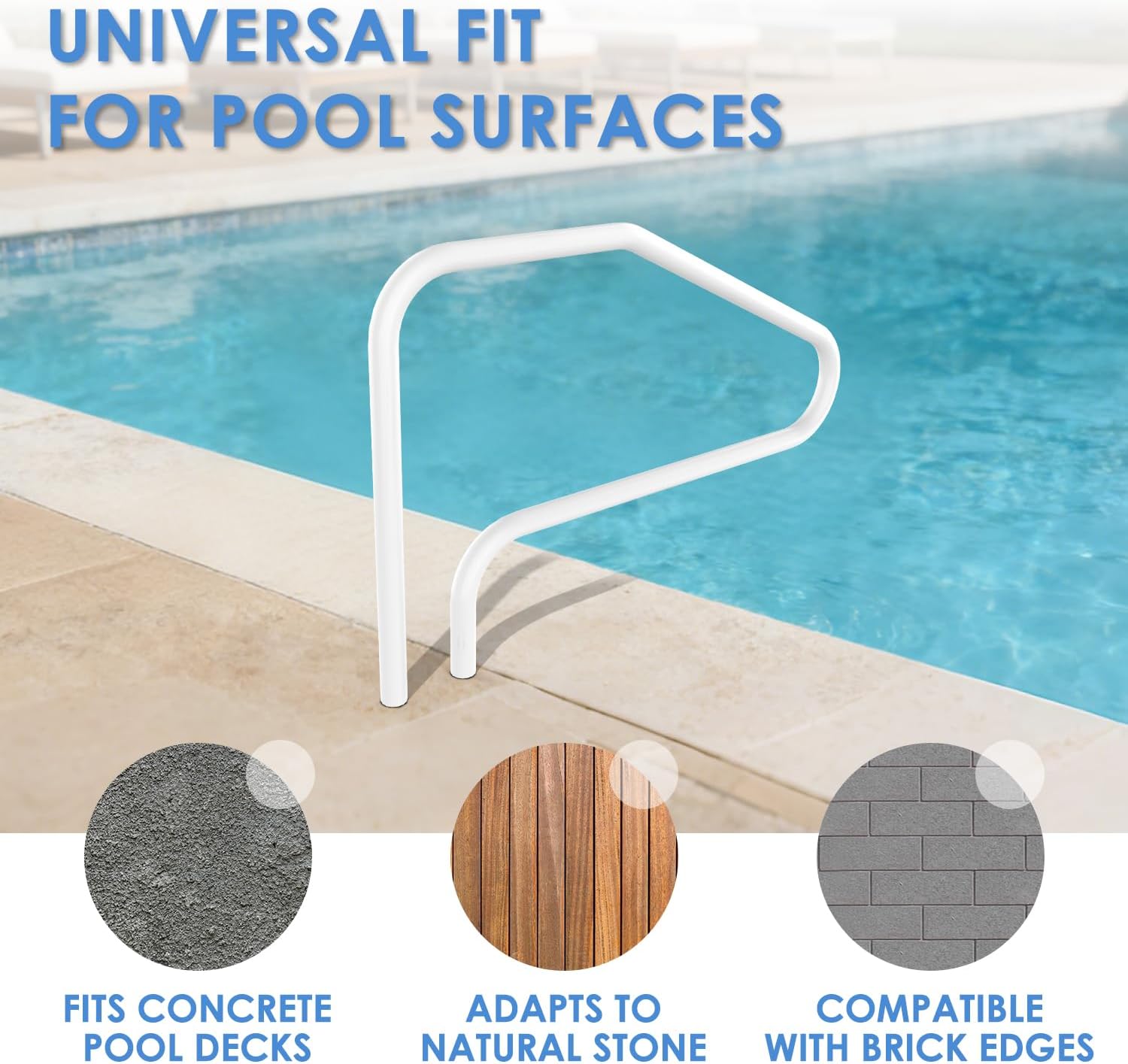 Recessed Mount Pool Handrail for Inground Pools, 48x32 Inch 48mm Tube 4-Bend, Polymer Coated Stainless Steel Core Pool Rail, 220LBS Load Capacity