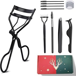 Eyelash Curlers Makeup Portable Tool Set, Christmas Gifts for Mom, 5 in 1 Eyelash Makeup Brush Grooming Kits with Eyelash Curlers, Eyelash Comb, Eyebrow Brush, Tweezers, and False Eyelash Remover, Kits De Toilettage Avec Recourbe-cils