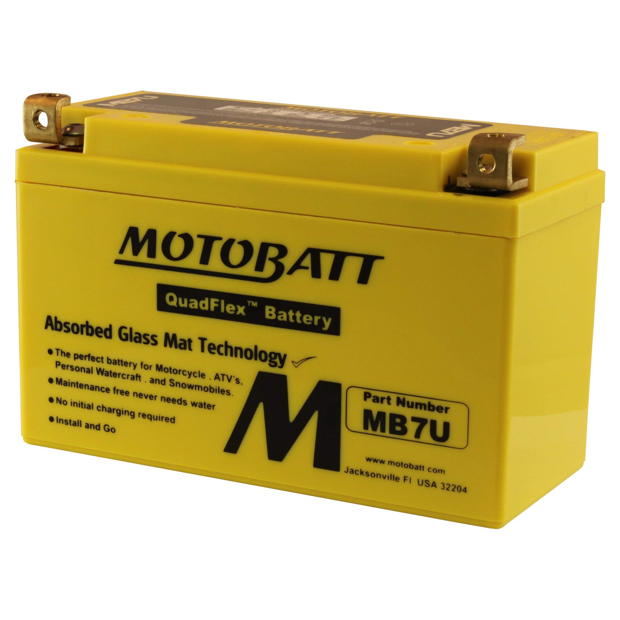 MB7U (12V 6.5 Amp) 100CCA Factory Activated QuadFlex AGM Battery