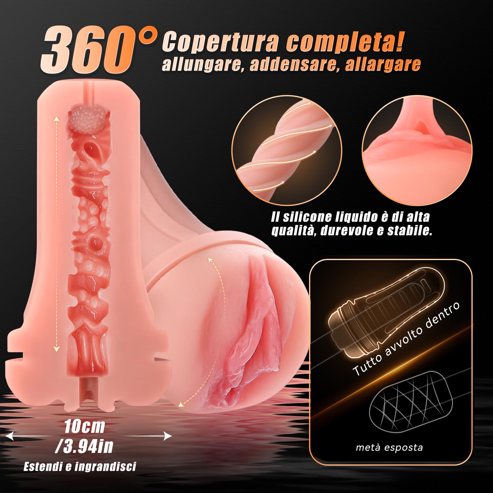 VIJISA Masturbatore Uomo Realista XXL – Sex Toy Morbido con Texture 3D e Rilievi Interni